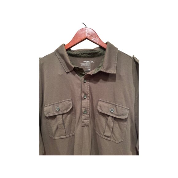 Old Navy Men’s Size XXL Army Green Polo Shirt Short Sleeve 2 Front Pockets - Picture 6 of 7
